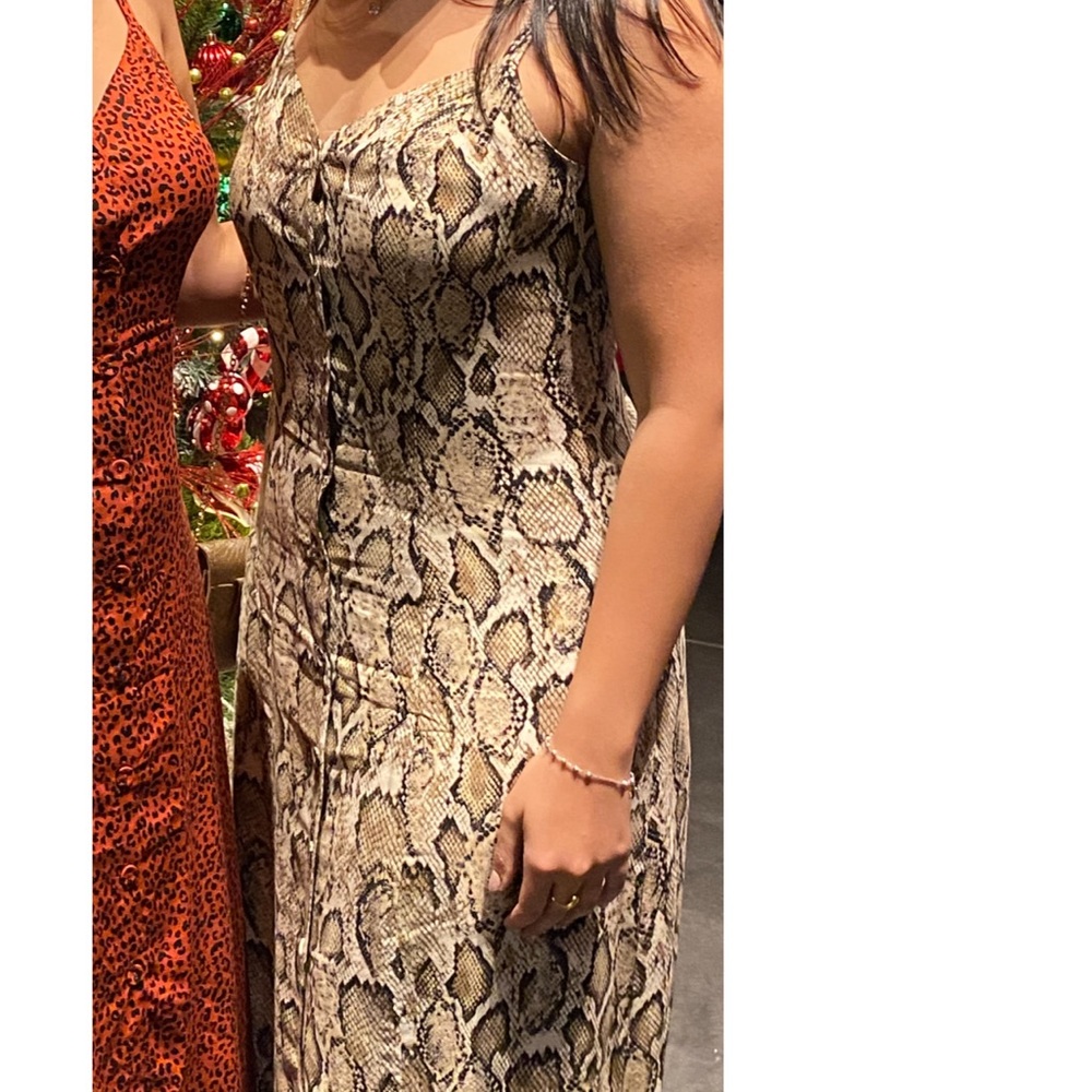 Leopard Beige and White button down Maxi dress